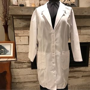 Cherokee Women’s White 38” Lab Coat, A-Line, adjustable waist, 5-Button